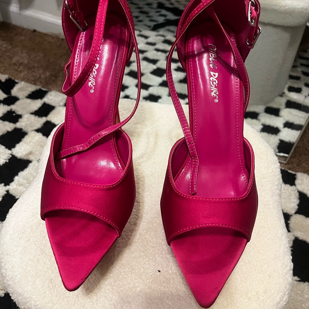 Pleaser Pink Stiletto Heels with Slingback Strap